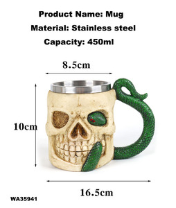 Mugs à bière en acier inoxydable <span class=keywords><strong>Serpent</strong></span> 2026, Tasse à café <span class=keywords><strong>Serpent</strong></span> Vert personnalisée, Décoration de bar à bière, Mug figurine <span class=keywords><strong>serpent</strong></span> - Product Image 2