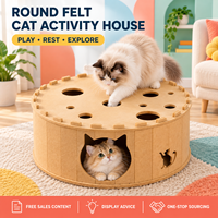 Maison d'activités ronde personnalisée en feutre pour chat, abri interactif d'intérieur pour animaux de compagnie avec trous de puzzle, vente en gros OEM ODM