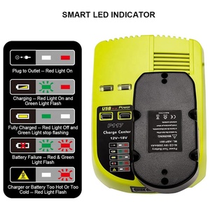 P117 18V One+ Pengisi Daya Baterai Cepat Dual Chemistry Kompatibel dengan Baterai Ryobi 12V-18V Ni-Cd Ni-Mh Li-ion P108 dengan 2 Port USB - Product Image 3