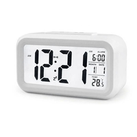 Jam Alarm Digital LED Jam Meja Elektronik Lampu Latar Pintar Tunda Layar LCD Besar Suhu Tanggal Kalender Hadiah Malam Hari Rumah