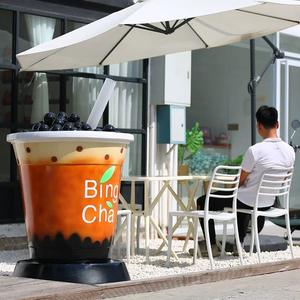 Taza de té de la leche de tamaño grande personalizada, taza de café, tienda de té de la leche, escultura gigante de resina de fibra de vidrio, decoración de centro comercial - Product Image 3