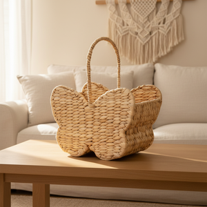 Europäischer Stil Schmetterlings-Design Handgefertigte Natürliche Wasserhyazinthe Stapelbare Aufbewahrungskörbe - Product Image 2