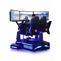 Simulateur de course de réalité virtuelle 2 places à trois écrans Machine de jeu d'intérieur à trois axes pour usage domestique pour la garderie et la maternelle