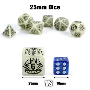 Ensemble de dés en résine, lot de 7 pièces de grande taille 25mm, brillent dans la nuit, pour cordon et donuts, vente en gros - Product Image 3