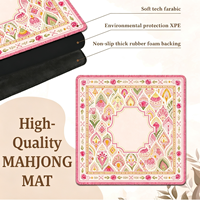 Élégante Nappe de Table Bohème Moderne à Motif Floral Rose Mahjong Mat, Accessoires Décoratifs Mahjong, Tapis Carré en Caoutchouc Vintage, Cadeau