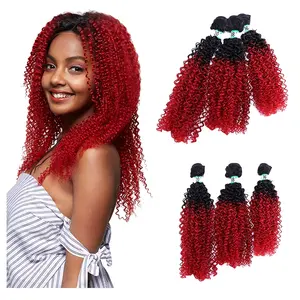 Hot Sale Two Tone Ombre Heat Resistant Synthetic Hair Extensions Kinky Curly Fiber Synthetic Hair Weave