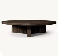 Table basse ronde en chêne RH, mobilier minimaliste en bois massif pour salon, villa et hôtel, décorative, durable et écologique