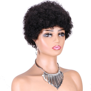 Perruque pour <span class=keywords><strong>femme</strong></span> en cheveux humains 100% naturels, <span class=keywords><strong>coupe</strong></span> <span class=keywords><strong>afro</strong></span> <span class=keywords><strong>courte</strong></span> bouclée, douce et naturelle, style brésilien-vietnamien, vente en gros - Product Image 3