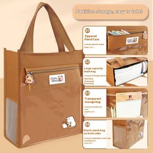 Bolsa de Arte para Estudiantes de Primaria Kapibala, Bolso Tipo Satchel con Forro de Algodón, Cierre de Cremallera Reforzado, Bolsillos para Documentos, Bolsa Transparente para Tutorías - Product Image 4