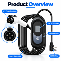 Chargeur EV portable Type 1 J1772 Niveau 1 Niveau 2 ETL FCC RoHS 16A 32A 40A 48A 120V 240V 1.92kW 3.84kW 7.6kW 9.6kW 11.5kW LCD