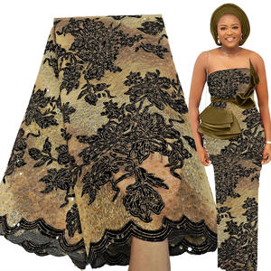 Bestway boda Africana moda flocado <span class=keywords><strong>terciopelo</strong></span> secuencia tela de encaje neto - Product Image 3