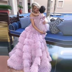 Vestidos de Fiesta LY-PD0254 con Falda Escalonada para Mujer y Niña, Vestidos de Graduación Multicolores, Vestidos de Noche de Tul, Elegantes con Hombros Descubiertos - Product Image 2