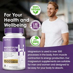 Capsules de glycinate de <span class=keywords><strong>magnésium</strong></span> OEM 1500 mg avec multivitamines D3 et <span class=keywords><strong>B6</strong></span> pour soutenir le sommeil et le système nerveux, capsules végétaliennes non-OGM - Product Image 5