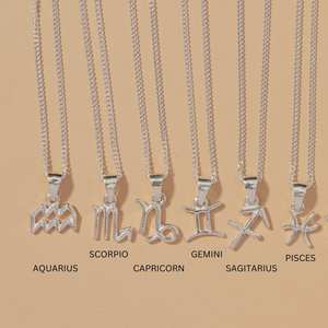 Zodilac Pendant Moissanite Minimalist Unisex Sterling Silver Rhodium/Gold/Rose Gold Plated Daily Wear Gift Personalized <b>Initial</b> - Product Image 3