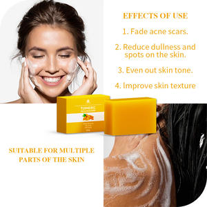 Оптовая продажа, глубокое очищение темных пятен для лица, Удаление прыщей, свечение, отбеливание гладкой кожи, ручная работа, мыло с куркумой - Product Image 4