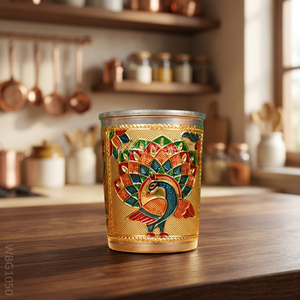 Vaso de Vidrio Oriental Chapado en Oro con Diseño de Pavo Real, Vajilla Decorativa para Regalo - Product Image 2