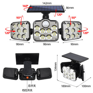 Lámpara Solar de Jardín Xinster de 3 Cabezas, Lámpara de Pared para Exteriores con Sensor de Movimiento a Prueba de Agua - Product Image 1