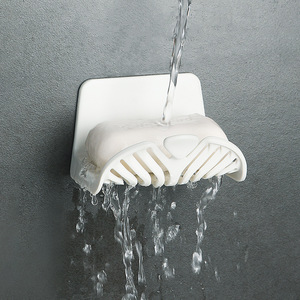 Jabonera de pared para baño, soporte de plástico sin perforaciones con drenaje de agua - Product Image 2