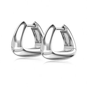 Dylam Geometric Minimalist Design Fashion Fine Daily Dress up Jewelry Accessories S925 <b>Silver</b> Trapezoid Glossy <b>Clip</b> on Earrings - Product Image 1