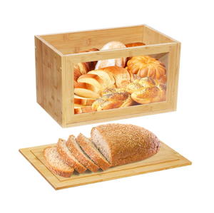 Bánh Mì lưu trữ <span class=keywords><strong>bin</strong></span> góc bánh mì thủ môn tre bánh mì lưu trữ container cho tự chế với cửa sổ trong suốt - Product Image 1