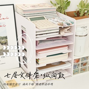 <b>File</b> <b>Trays</b> Multi Tiered Shelf A4 Document Holder Desktop Storage Organizer Simplified Version Artificial Board - Product Image 3
