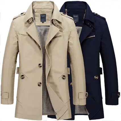 Wholesale Long Custom Designer Button Up Work Men's Windbreaker Jacket