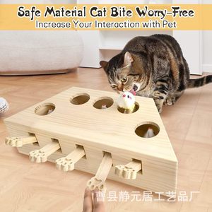 Jouet pour chat en bois Whack-A-Mole avec souris en peluche – Anti-ennui interactif pour chats – Jouet éducatif en bois massif pour animaux de compagnie - Product Image 4