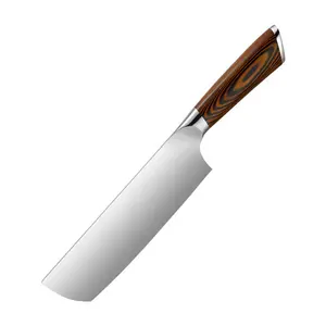 Kitchen german 1.4116 steel 6 inch vegetable cleaver asian usaba nakiri knife with pakkawood handle
