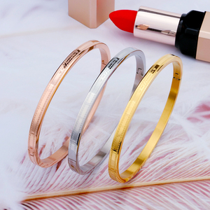 3ชิ้นกำไลเครื่องประดับวินเทจของผู้หญิงสีเงินทองกุหลาบสลักตัวอักษรลวดลายสวยงามของขวัญสแตนเลสที่ฉันชอบ - Product Image 1