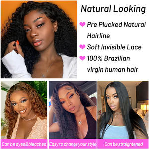 Pelucas SDD <span class=keywords><strong>de</strong></span> Cabello Humano Virgen Crudo con Rizo <span class=keywords><strong>de</strong></span> Agua Double Drown, Vendedor <span class=keywords><strong>de</strong></span> Pelucas Brasileñas Cortas Estilo Bob Rizado con Encaje, Pelucas con Encaje Frontal sin Pegamento - Product Image 5