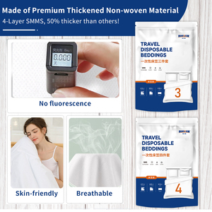 Bán Buôn 3Pcs Xách Tay Dùng Một Lần 200TC Tấm Ga Giường Quilt Bìa Gối Đặt Gấp Cho Nhà Du Lịch Sử Dụng - Product Image 3