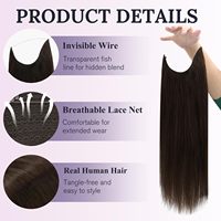 Extensions de cheveux invisibles à fil transparent 18 pouces 86g Brun foncé Kinky Straight Cheveux humains brésiliens Remy Aspect naturel