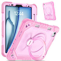 iPad Air 11 M2/M3/M4 2024/2025/2026 için Koruyucu Ağır Hizmet Tipi 3 Katmanlı Darbeye Dayanıklı Silikon Pembe Tablet Kılıfı