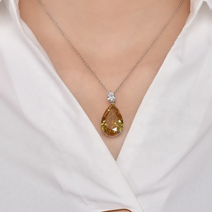 Collar Kirin 5A de Plata 925 con Oro Blanco y Diamantes CZ Corte Pera en Amarillo Canario, Estilo Moderno para Compromiso - Product Image 4