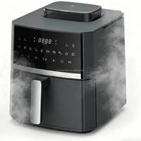 Friteuse à air numérique électrique moderne en acier inoxydable carré de 1700 W et 7 L avec panier antiadhésif et fonction vapeur pour usage domestique