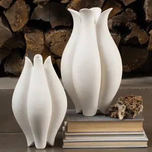 Vaso de flores de cerâmica, decoração única branca e moderna para casa