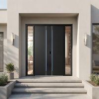 Porte d'entrée double extérieure de luxe moderne en aluminium moulé, pour grande villa et appartement, avec gravures de précision, portail de sécurité robuste
