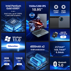 แท็บเล็ตพีซีแบบ 2 in 1 ระบบ Wifi หน้าจอ 10.95 นิ้ว ระบบปฏิบัติการ Windows 11 แล็ปท็อป 2 in 1 ความจุ 8+128GB ชิปประมวลผล Intel 6900Y พร้อมคีย์บอร์ด - Product Image 2