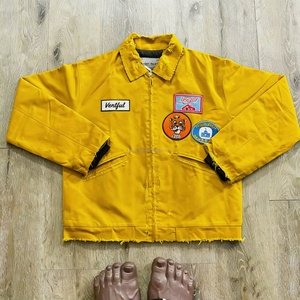 เสื้อแจ็คเก็ตผ้าแคนวาสสไตล์วินเทจสำหรับผู้ชาย แบบฟอกสี ลุคดิสเทรส  บุผ้าแบบควิลท์  ทรงครอป  แบบบอมเบอร์  ซิปหน้า - Product Image 1