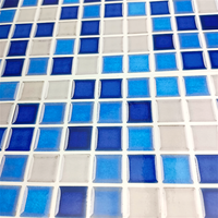Adhesivo Decorativo para Pared con Diseño de Mosaico de Cerámica Tricolor Azul para Piscina, Baño, Imitación de Azulejos 3D