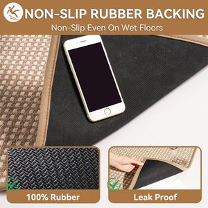 Tapis de bain rectangulaire en chenille tissée, antidérapant, absorbant, en fibre de polyester, design minimaliste, tapis de sol pour salle de bain - Product Image 5