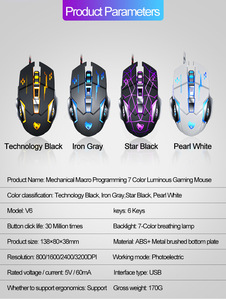 Thunder <span class=keywords><strong>Lupo</strong></span> V6 gaming mouse ufficio raggiante wired topo meccanico - Product Image 3