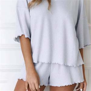 ชุดนอนสตรีขนาดใหญ่ชุดกางเกงขาสั้นสำหรับผู้หญิงชุดใส่อยู่บ้านถักลายวาฟเฟิลสำหรับฤดูร้อน - Product Image 2