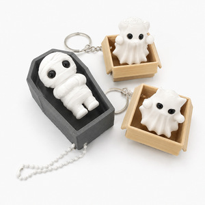 Porte-clés imprimé en 3D, série chat fantôme momie, anti-stress à pression, petit ornement - Product Image 1