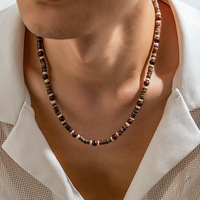 Collier Hawaïen fait main style bohème avec perles en bois incrustées, perles de noix de coco, chaîne de clavicule pour homme, idéal pour les fiançailles