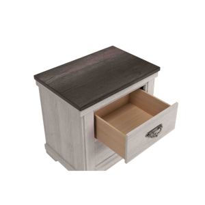 Farmhouse Style Two Drawer <b>Night</b> <b>Stand</b> Beige Finish Rustic Bedroom Solid Wood Furniture - Product Image 3