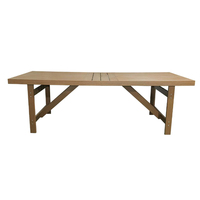 Table à manger surdimensionnée de 240 cm en plastique HDPE brun, résistante à l'eau, avec trou pour parasol, 8 places, pour la salle à manger, la cuisine