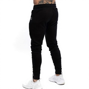 Men's Black Skinny Fit Sweatpants Drawstring Waist Zip Pockets Casual Autumn Wear Cotton Knitted Breathable Heavyweight Worsted - Product Image 3