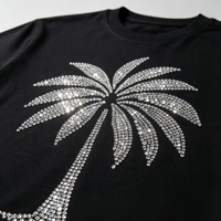 Transfert thermocollant en strass motif palmier, design brillant en cristal pour la décoration de t-shirts, sweats à capuche et vêtements