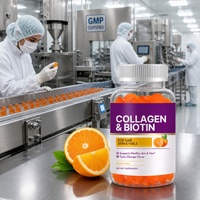 Gummies Collagène Biotine Cheveux Peau Ongles Saveur Orange Soutien Quotidien Beauté Immunité Adulte Végétalien Supplément Naturel Femmes Vente en Gros
